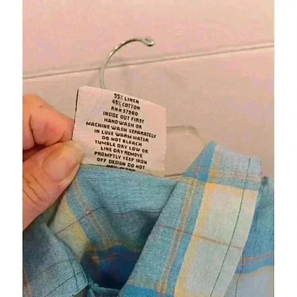 Fubu‎ Platinum Mens Blue Plaid Short Sleeve, Size L - Picture 7 of 9